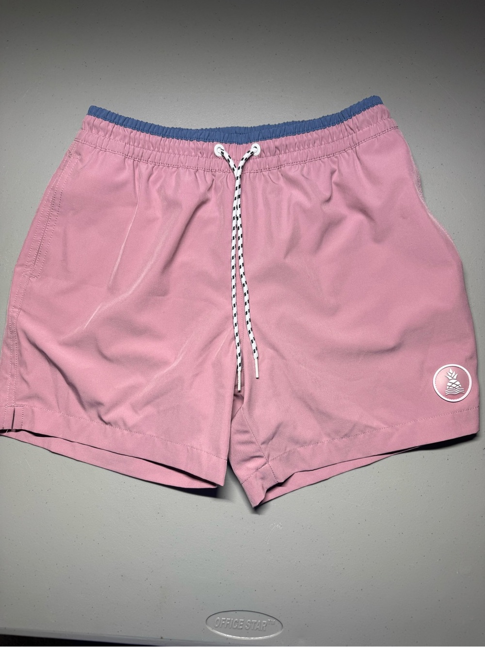 chubbies Pink Swim Hybrids with Blue Waistband